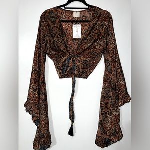 Venus Wrap Top - Rust & Jet Mandala